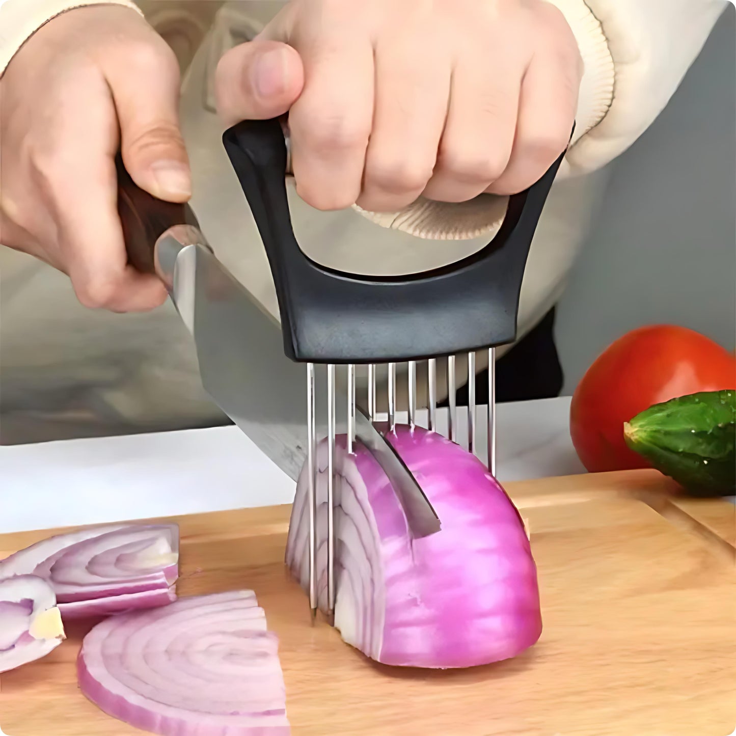 Stainless Steel Onion Slicer and Vegetable Cutter Tool
