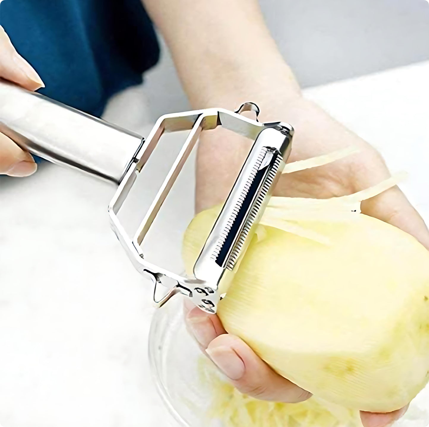 AnGeer Julienne Peeler Stainless Steel Vegetable Peeler Double-Sided Blade Vegetable Julienne Cutter and Fruit Slicer Dual Blade Multifunction Potato Peeler