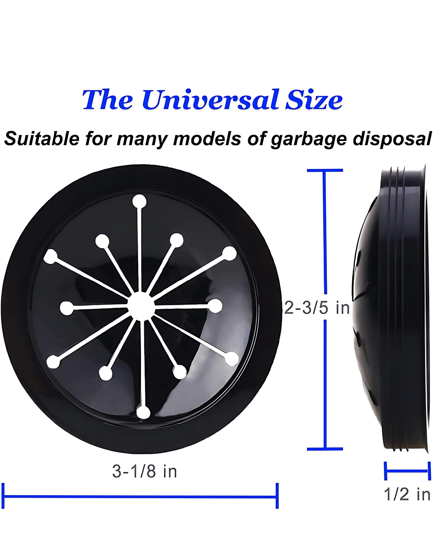 Garbage Disposal Splash Guards Collar Sink Baffle Multi-Function Kitchen Drain Plugs for GE 3-1/8 Inch Kitchen Sink Drain Splash Guard Whirlaway Sinkmaster and Waste King (Black) Needle