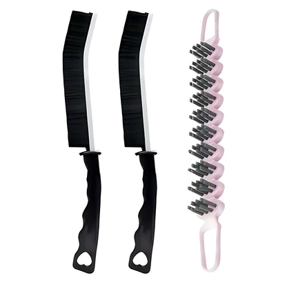 Crevice Cleaning Brush Hard Bristle Grout Brush Scrub Brush Toilet Brush Cleaning Tools Cleaning Supplies for Household Use Bathroom Kitchen 3 Pcs (Black&Pink)