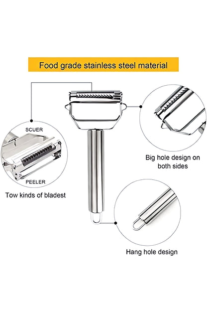 AnGeer Julienne Peeler Stainless Steel Vegetable Peeler Double-Sided Blade Vegetable Julienne Cutter and Fruit Slicer Dual Blade Multifunction Potato Peeler
