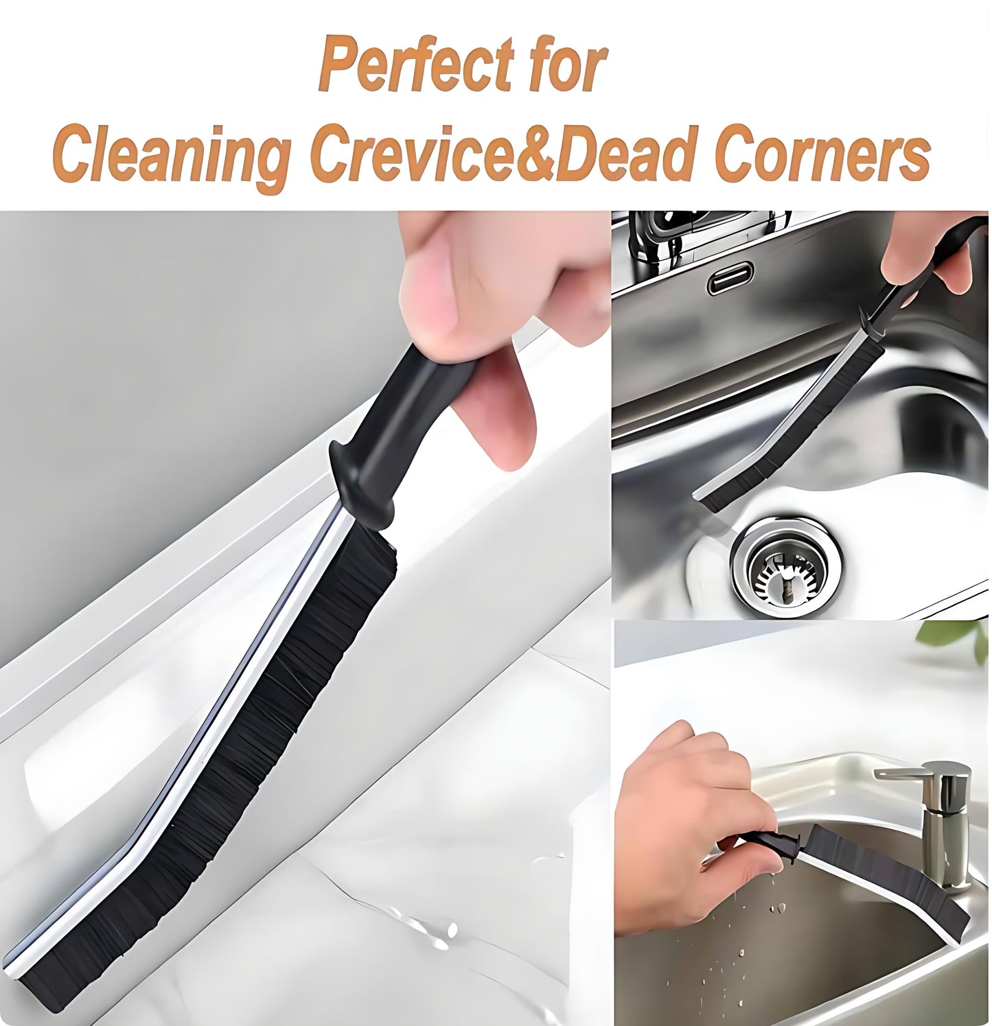 Crevice Cleaning Brush Hard Bristle Grout Brush Scrub Brush Toilet Brush Cleaning Tools Cleaning Supplies for Household Use Bathroom Kitchen 3 Pcs (Black&Pink)