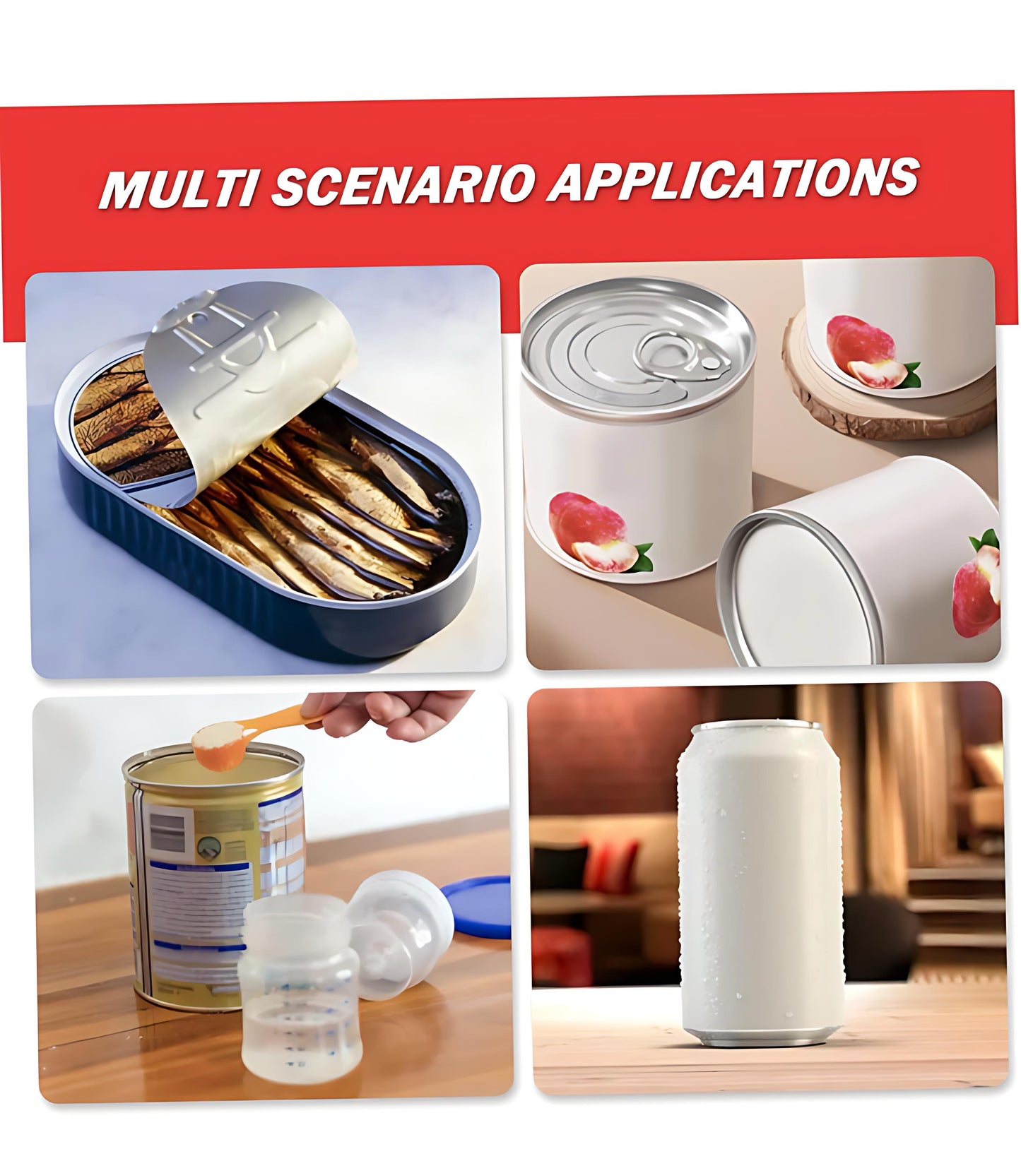 VEMJO Electric Can Opener For Kitchen One Touch Automatic Can Opener Electric for Almost Cans Hands Free Battery Operated Can Opener For Seniors and Arthritis Smooth Edge Food-Safe (Red) Large