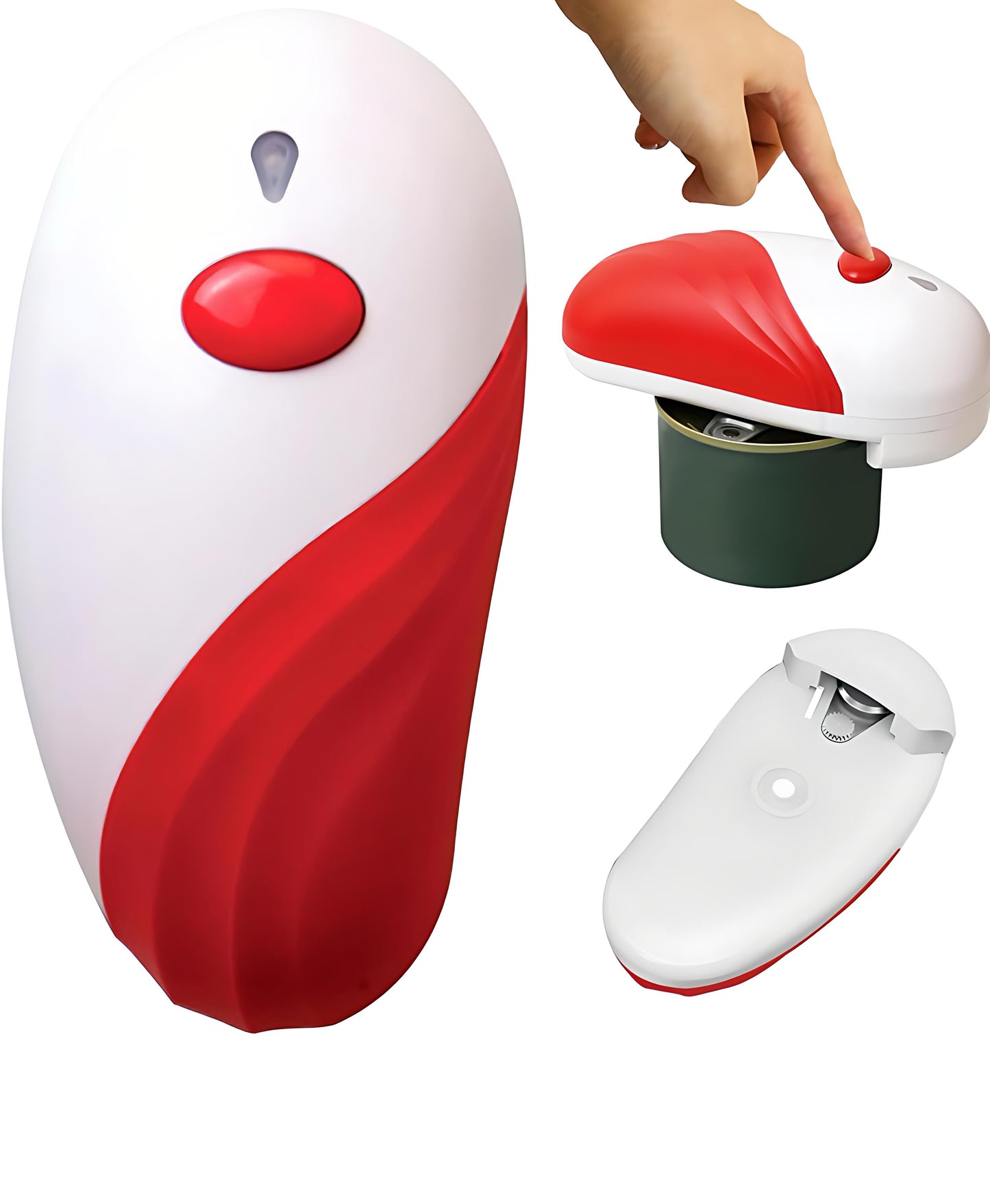 VEMJO Electric Can Opener For Kitchen One Touch Automatic Can Opener Electric for Almost Cans Hands Free Battery Operated Can Opener For Seniors and Arthritis Smooth Edge Food-Safe (Red) Large
