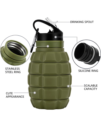 Generic Etoto Plastic grenade water bottle food grade silicone cycling sports water bottle high-temperature resistant water bottle-green