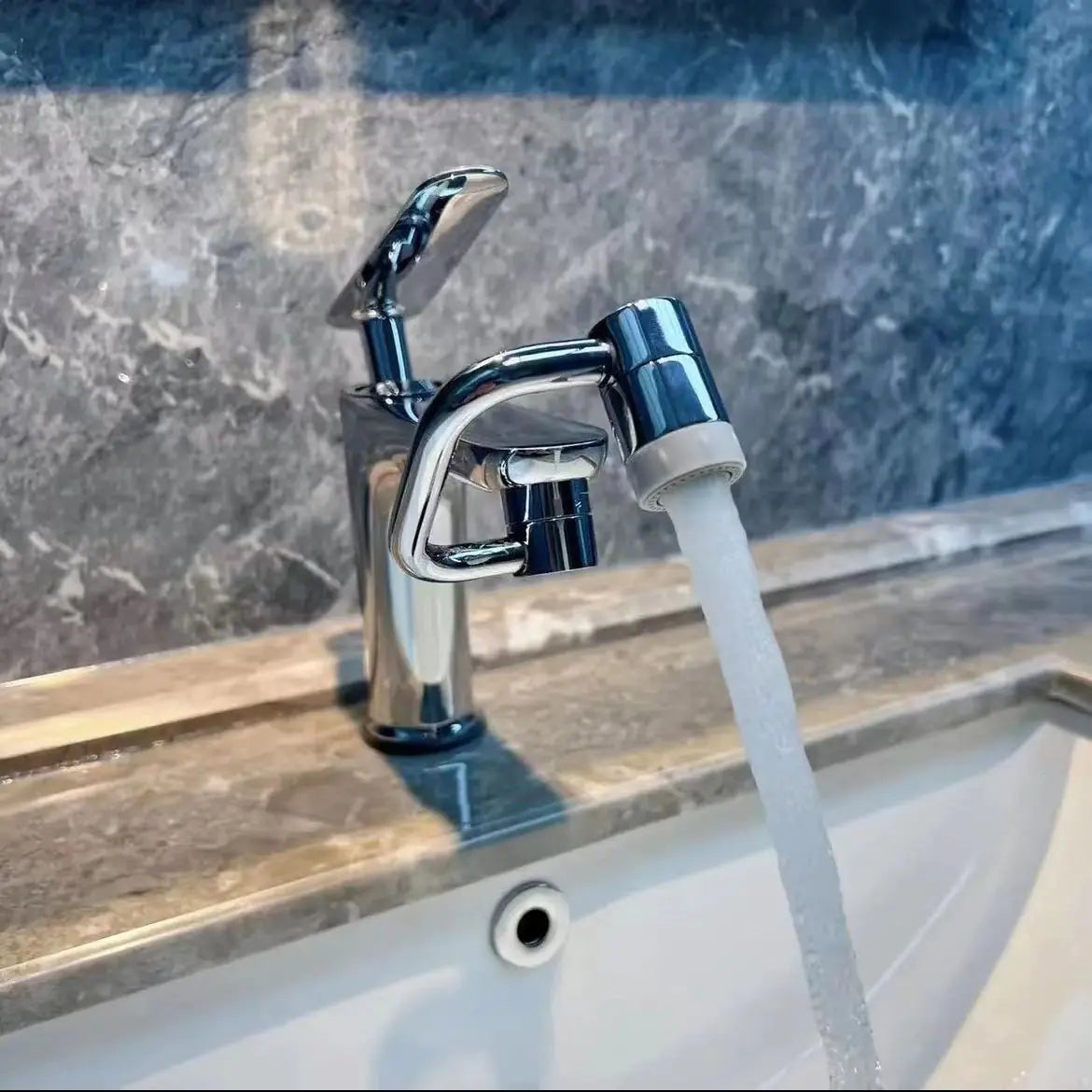 Rotatable Faucet Extension with Splash Guard for Sink